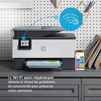 Imprimante tout-en-un HP OfficeJet Pro 9012e Jet d'encre couleur Copie Gris et blanc 6 mois d' Instant ink inclus avec HP+ - ElectroMania